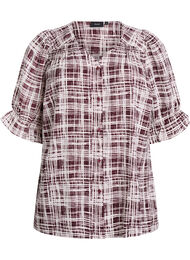 Skjortebluse med 1/2 &aelig;rmer, M&oslash;rk Bordeaux