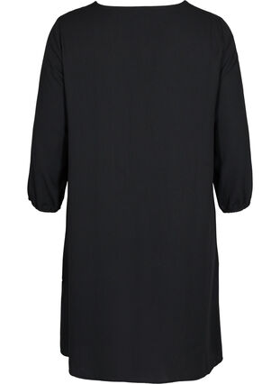 Kjole med blonder og 3/4 ærmer, Black, Packshot image number 1