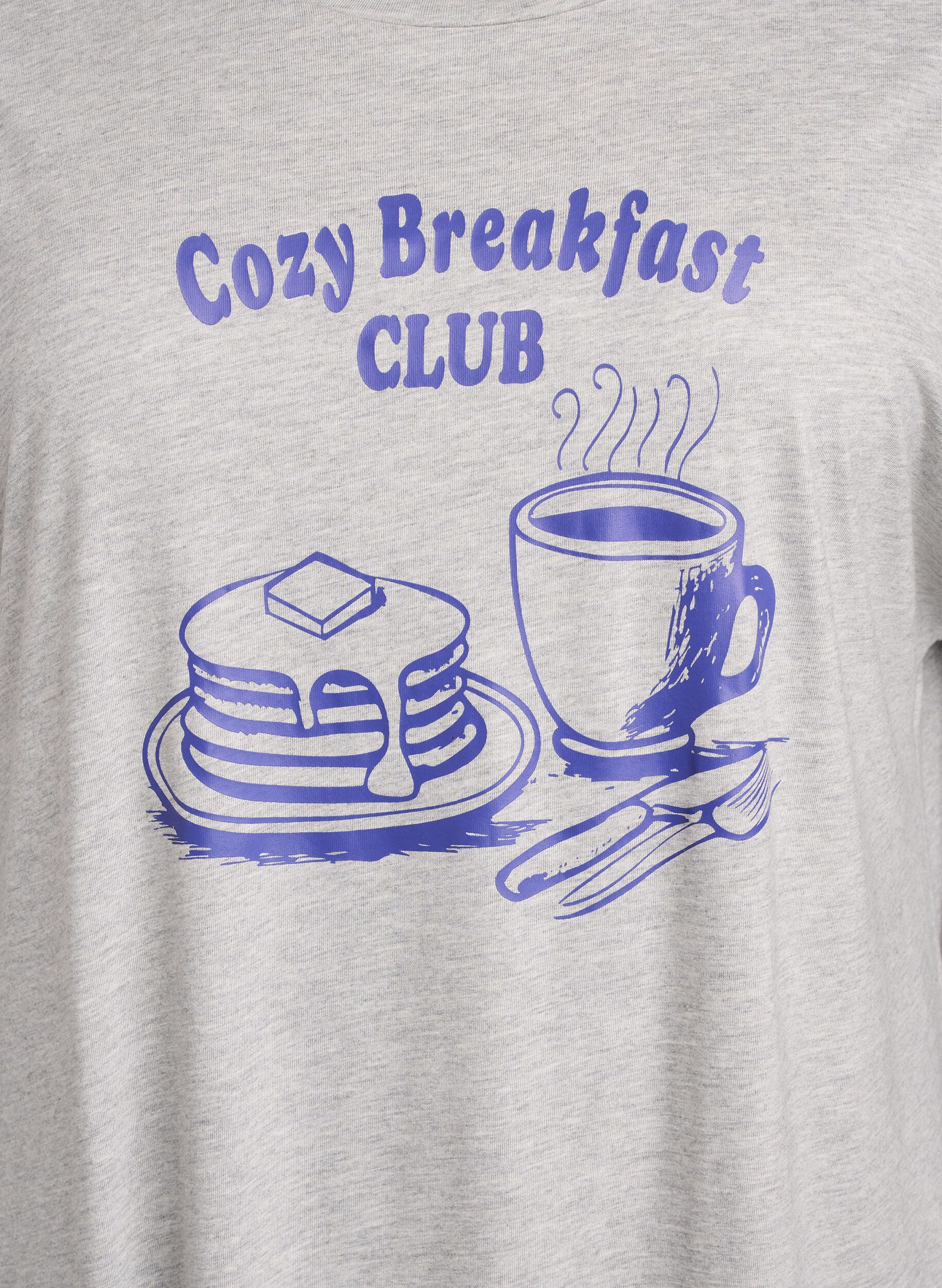 ZizziKort&aelig;rmet natkjole med tekstprint, Gr&aring;, Packshot image number 2