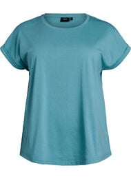 Kort&aelig;rmet t-shirt i bomuldsblanding, Bl&aring;