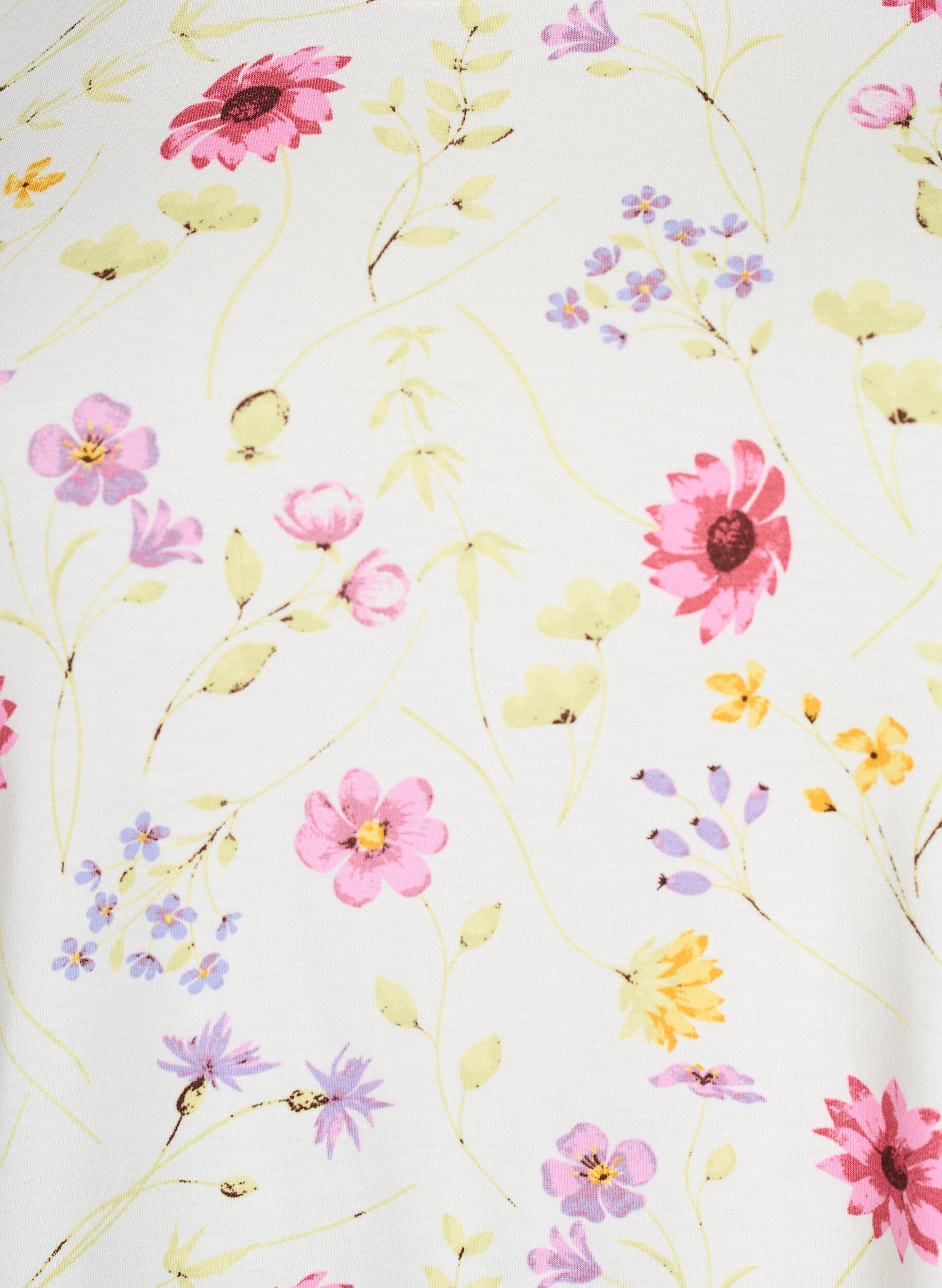 Zizzi T-shirt med blomsterprint, Hvid, Packshot image number 2