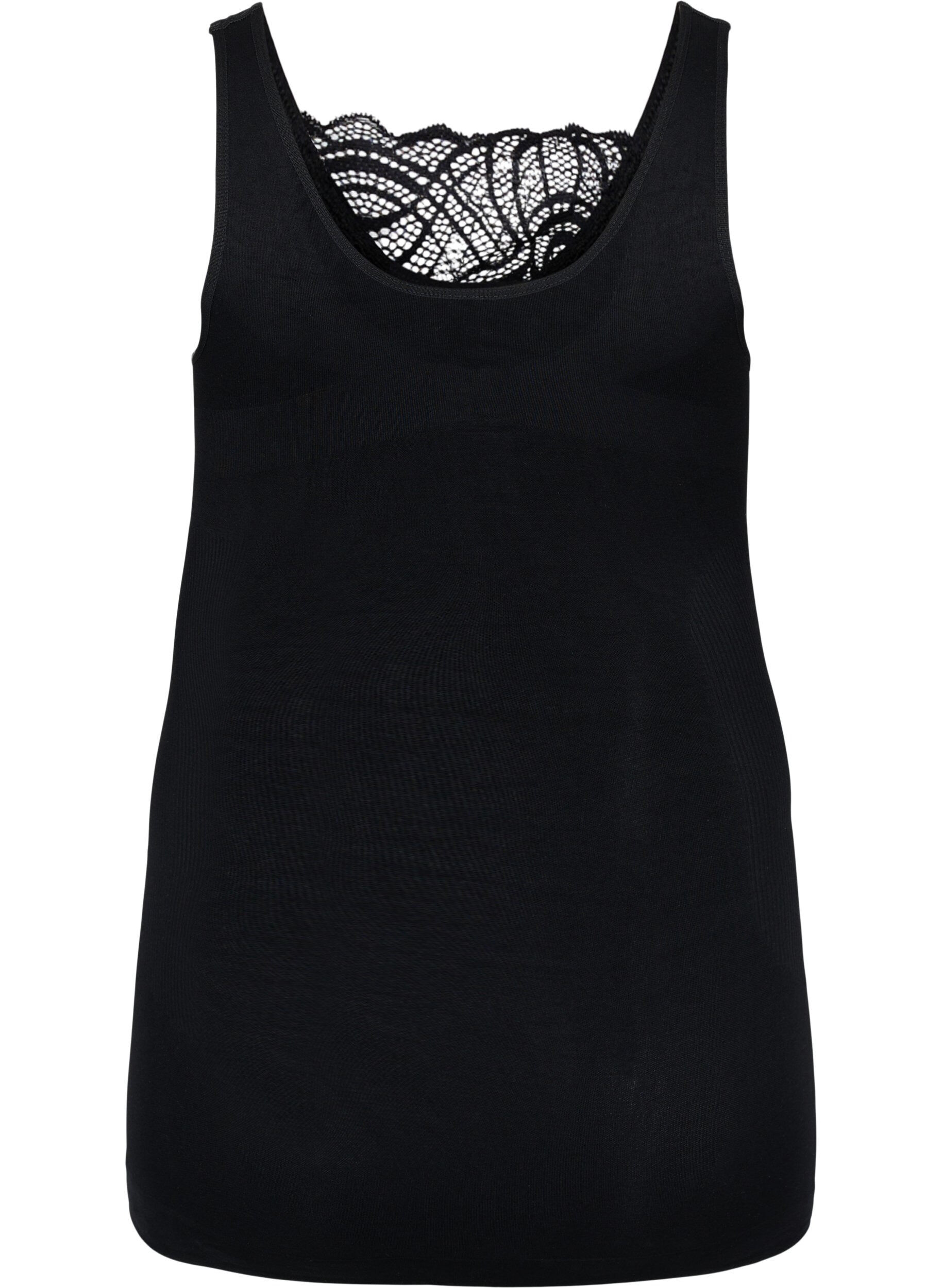 Zizzi Shapewear top med blondedetalje, Black, Packshot image number 1