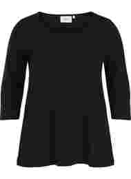 Basis bomulds t-shirt med 3/4 ærmer, Black