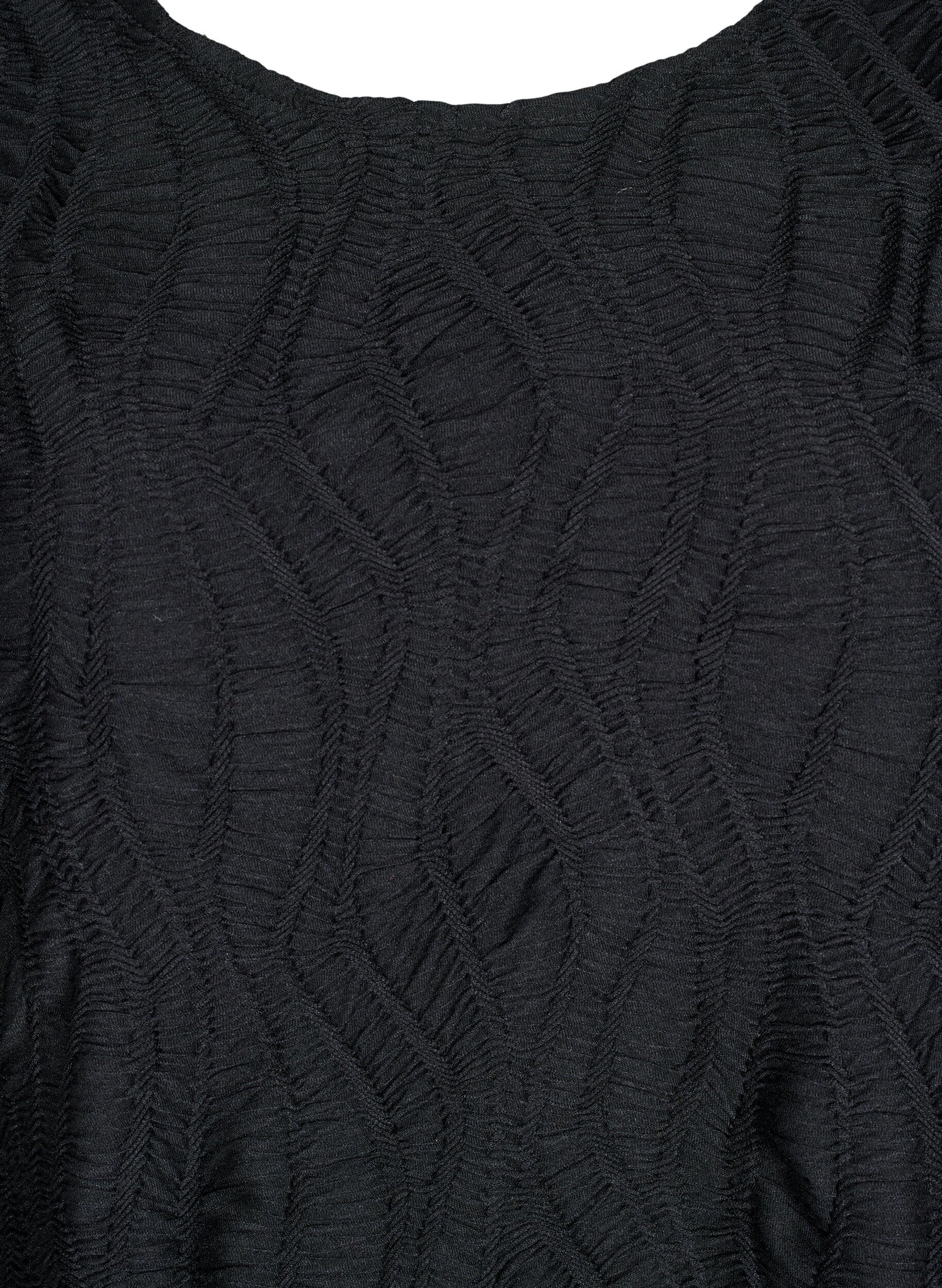 ZizziBluse med tekstur og 3/4 &aelig;rmer, Sort, Packshot image number 2