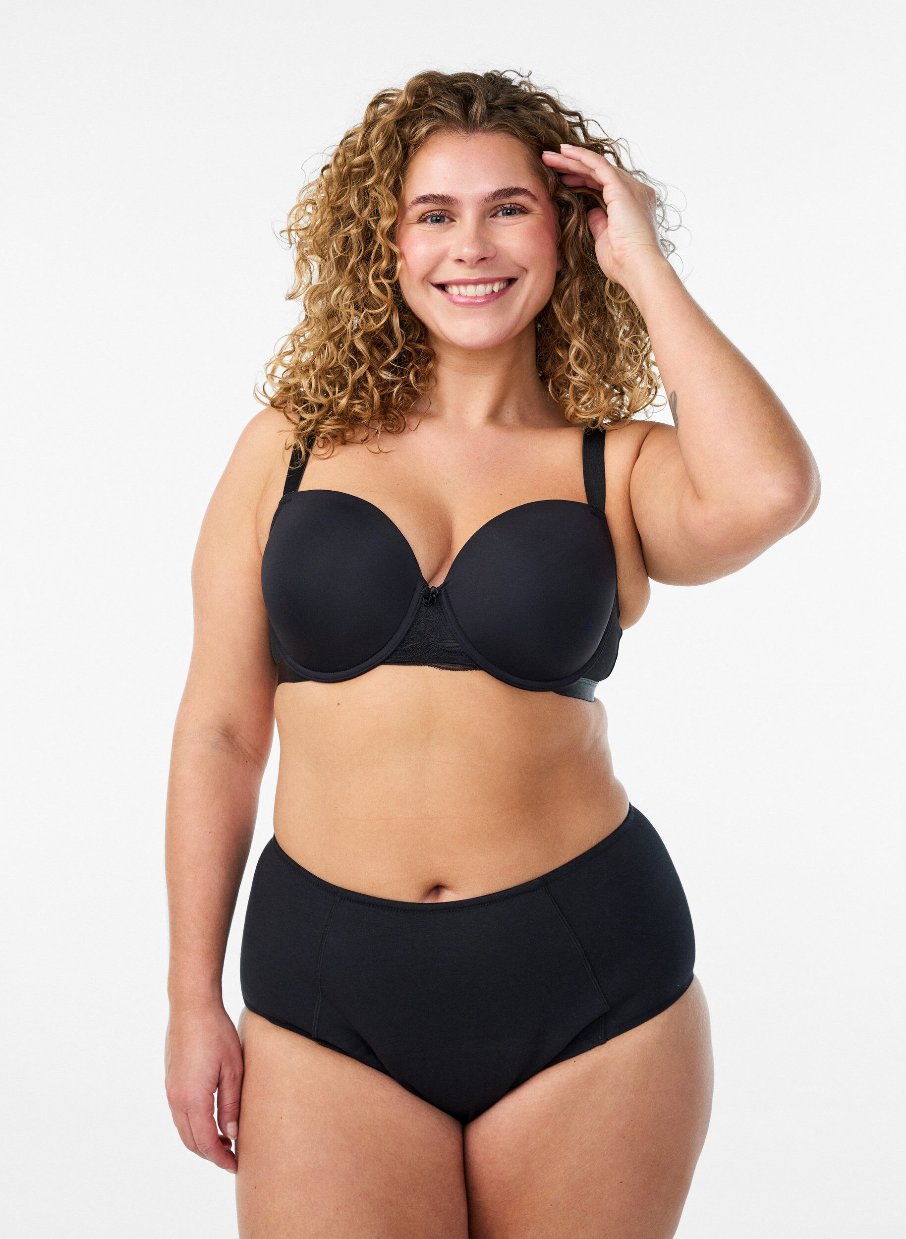 H&oslash;jtaljede menstruationstrusser i bomuld til natbrug, Sort, Model