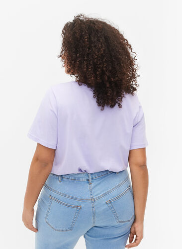 Bomulds t-shirt med rund hals og tryk, Lavender W. Love, Model image number 1