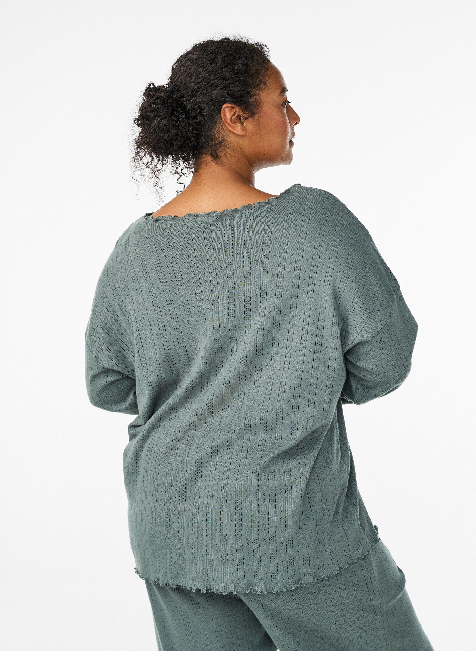 Zizzi Natbluse i &oslash;kologisk bomuld, Gr&oslash;n, Model image number 2