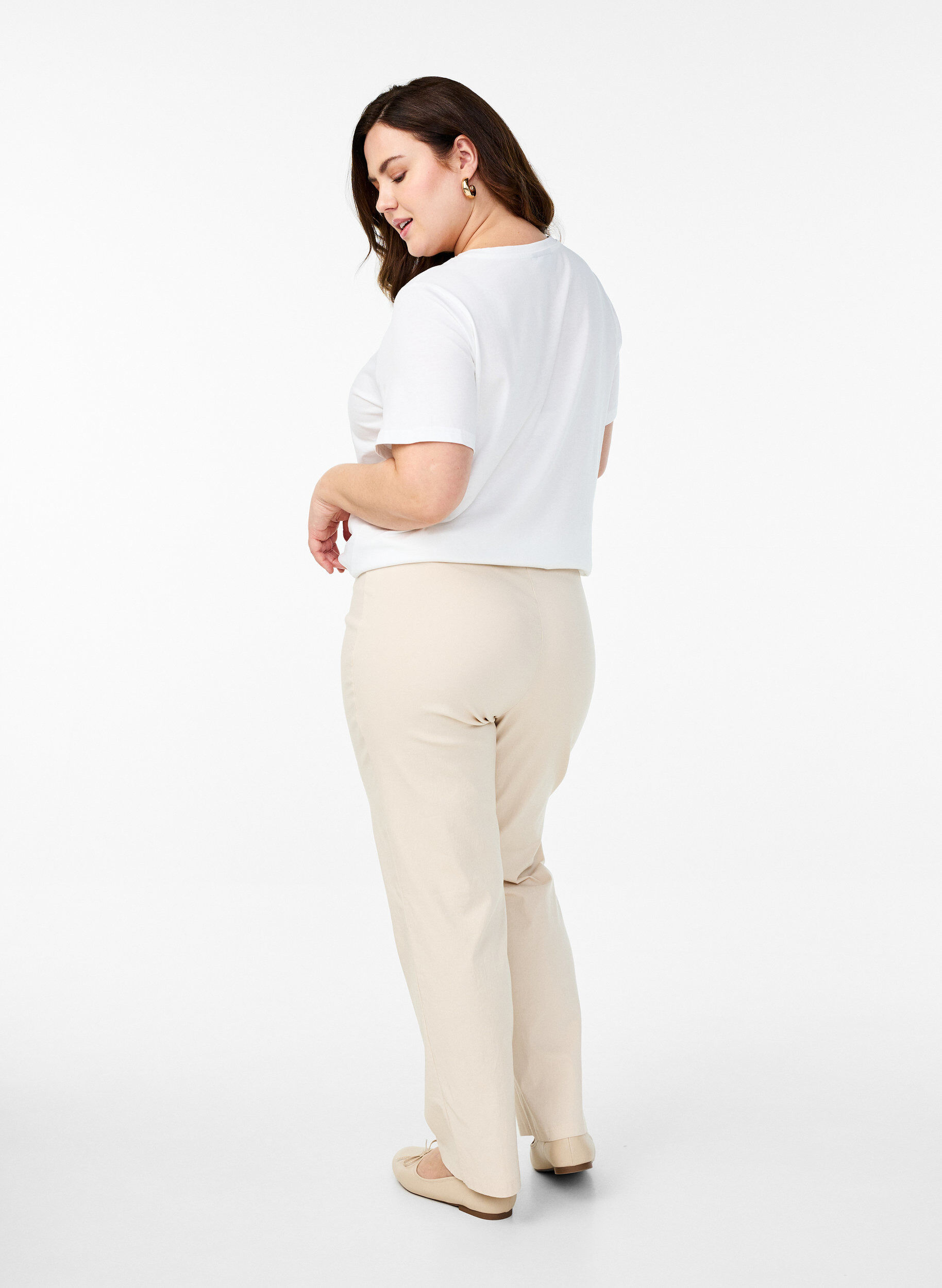 Zizzi Stretchy bukser i viskose, Beige, Model image number 1