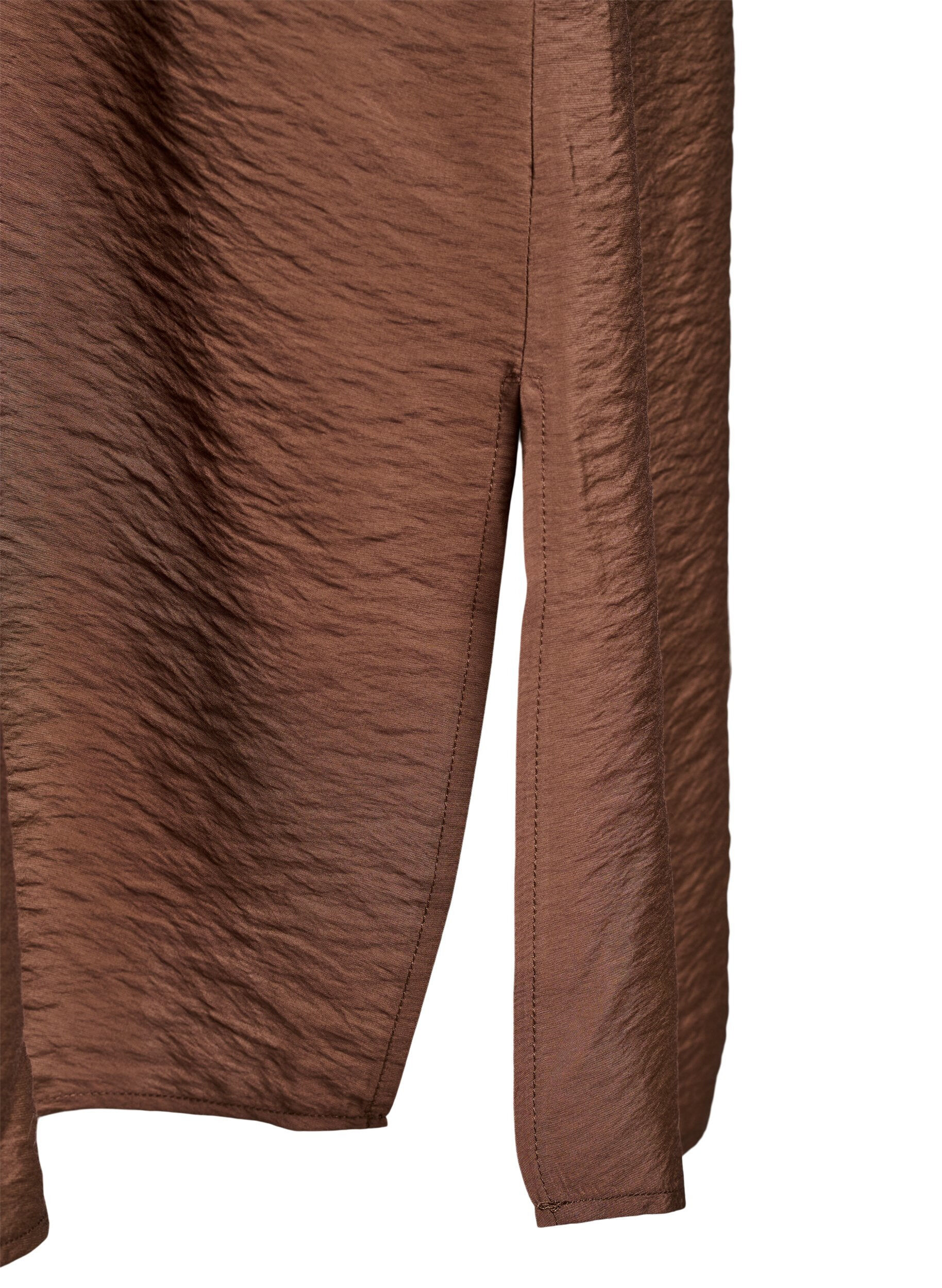 ZizziV-hals kjole i viskose, Brun, Packshot image number 3