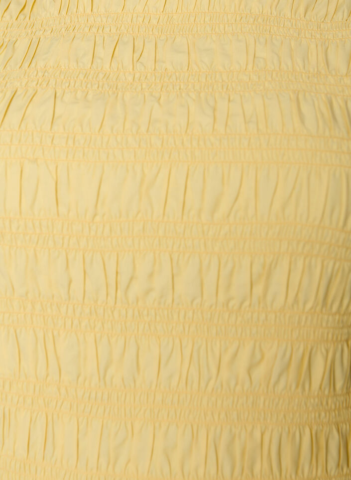 Smockbluse med fl&aelig;sekant og b&aring;dhals, Gul, Packshot image number 2
