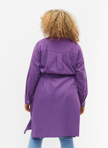 Skjortekjole med lange ærmer, Deep Lavender, Model image number 1