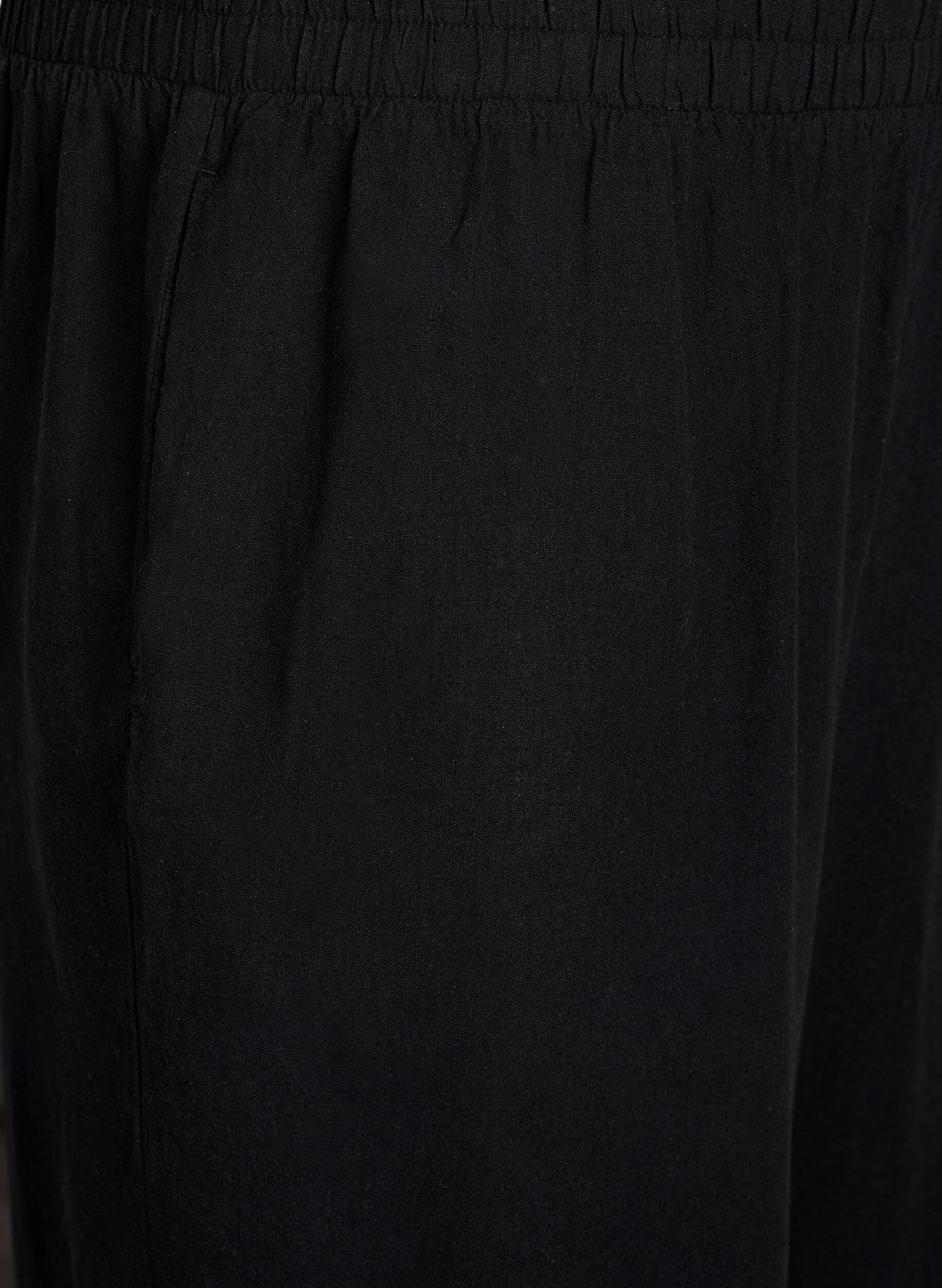 Zizzi L&oslash;se bukser i h&oslash;r og viskose, Sort, Packshot image number 2