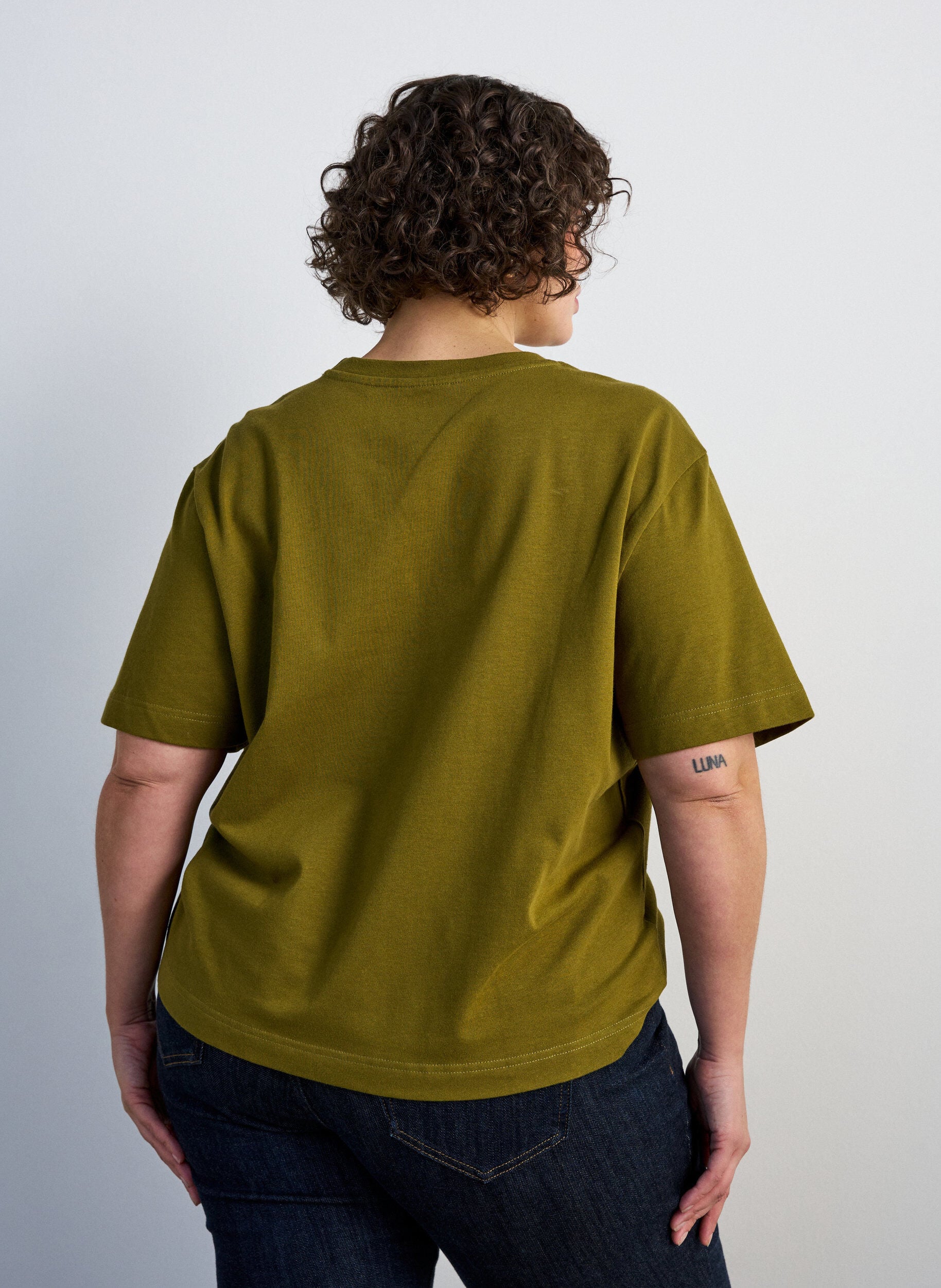 ZizziBoxy T-shirt i bomuld, Gr&oslash;n, Model image number 2