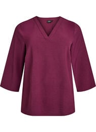 Bluse med 3/4 &aelig;rmer, M&oslash;rk Bordeaux