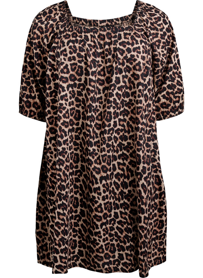 Strandkjole i viskose med print, Beige, Packshot image number 0