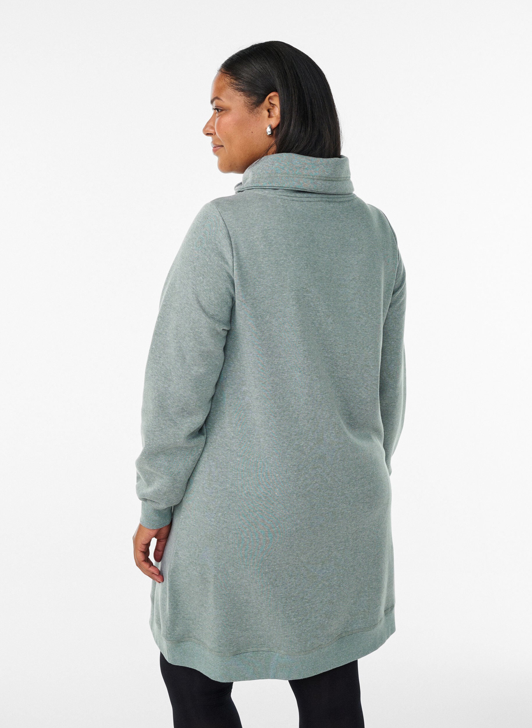 ZizziKort sweatkjole med h&oslash;j krave og lommer, Gr&oslash;n, Model image number 2