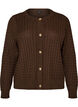 Kabelstrikket cardigan med gyldne knapper, Brun, Packshot image number 0