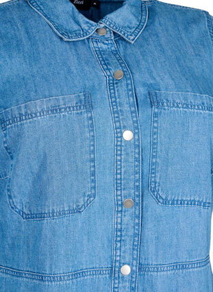 Denim skjortekjole med korte ærmer , Light Blue Denim, Packshot image number 2