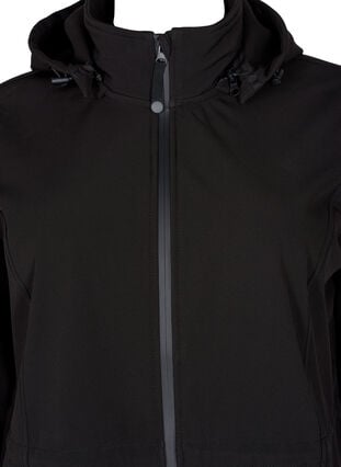 Softshell jakke med aftagelig hætte, Black, Packshot image number 2