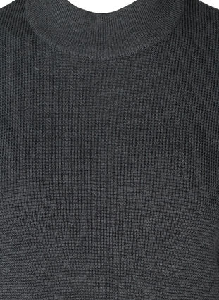 Kortærmet strik poncho med høj hals, Dark Grey Melange, Packshot image number 2
