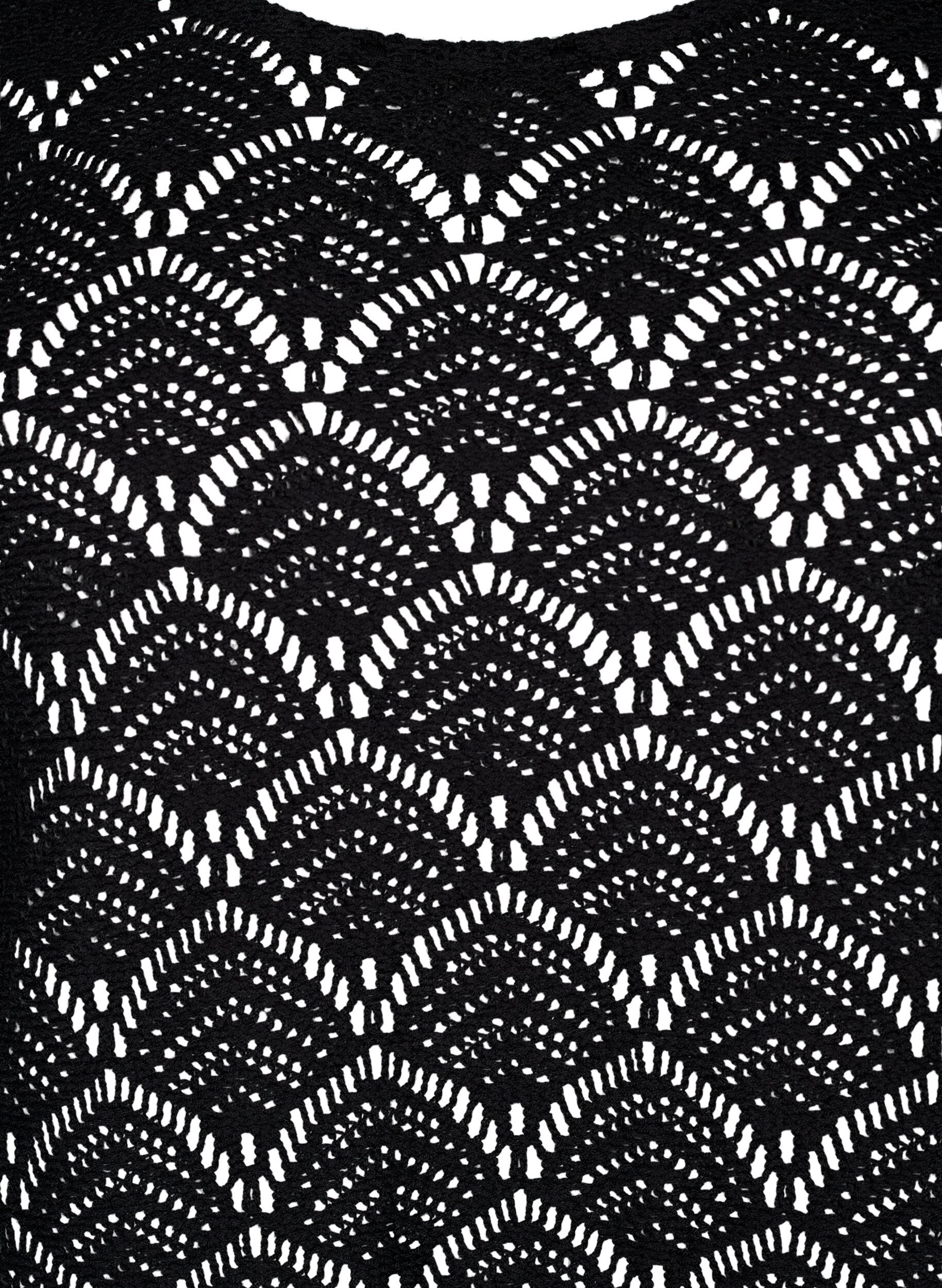 Zizzi Crochet bluse med 3/4 &aelig;rmer , Black, Packshot image number 2