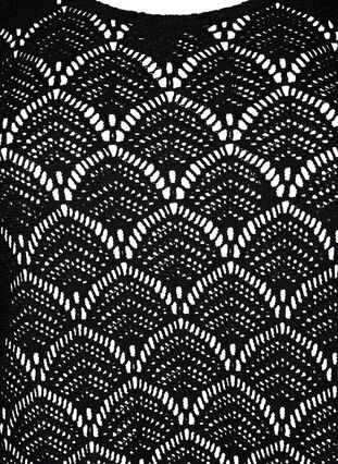 Crochet bluse med 3/4 ærmer, Black, Packshot image number 2