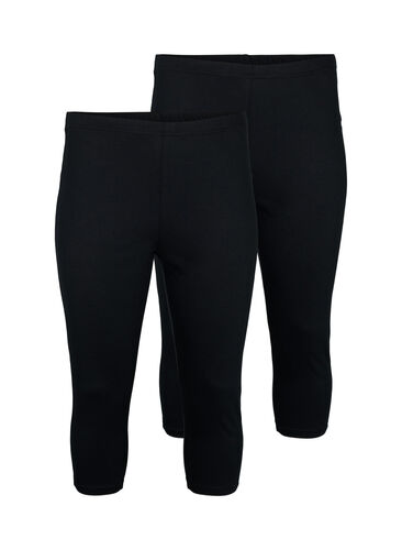 FLASH - 2-pak 3/4 leggings, Black/Black, Packshot image number 0