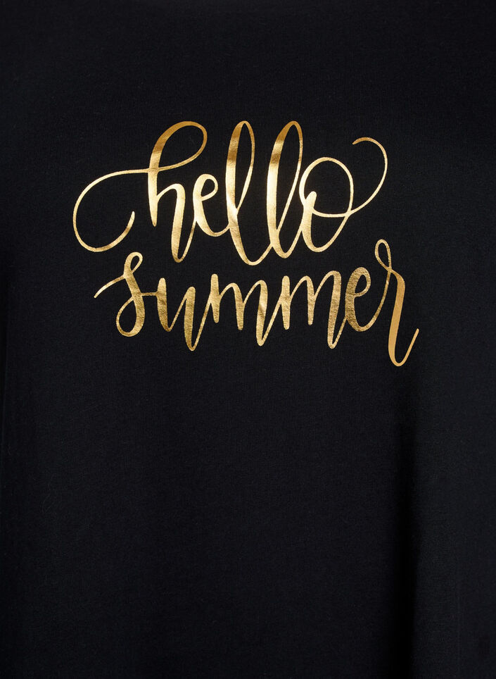 T-shirt med rund hals og A-facon, Sort, Packshot image number 2