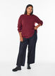 Meleret strikbluse med rund hals, R&oslash;d, Model image number 1