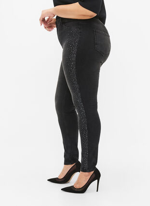Højtaljede Amy jeans med similisten, Grey Denim, Model image number 3