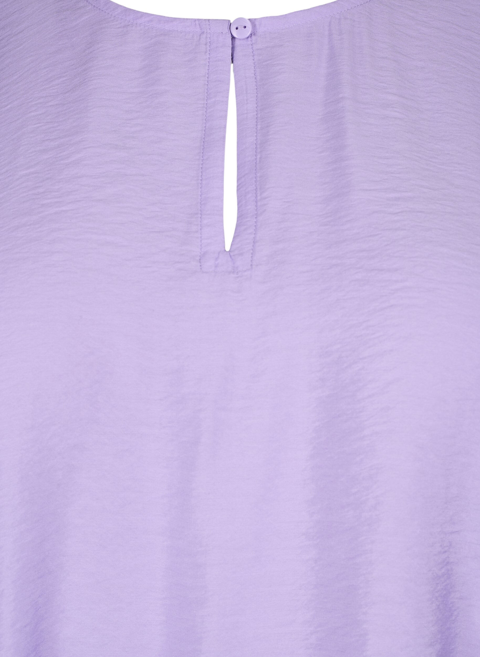Zizzi Kort&aelig;rmet bluse i viskose, Violet Tulip, Packshot image number 2