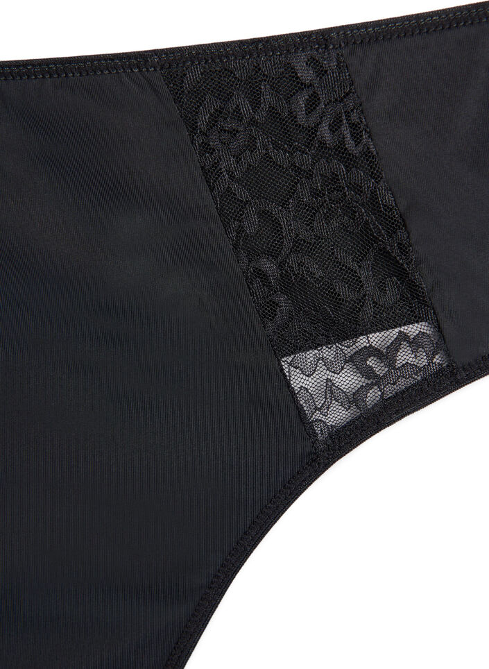 3-pak g-streng med blondedetaljer, Sort, Packshot image number 3