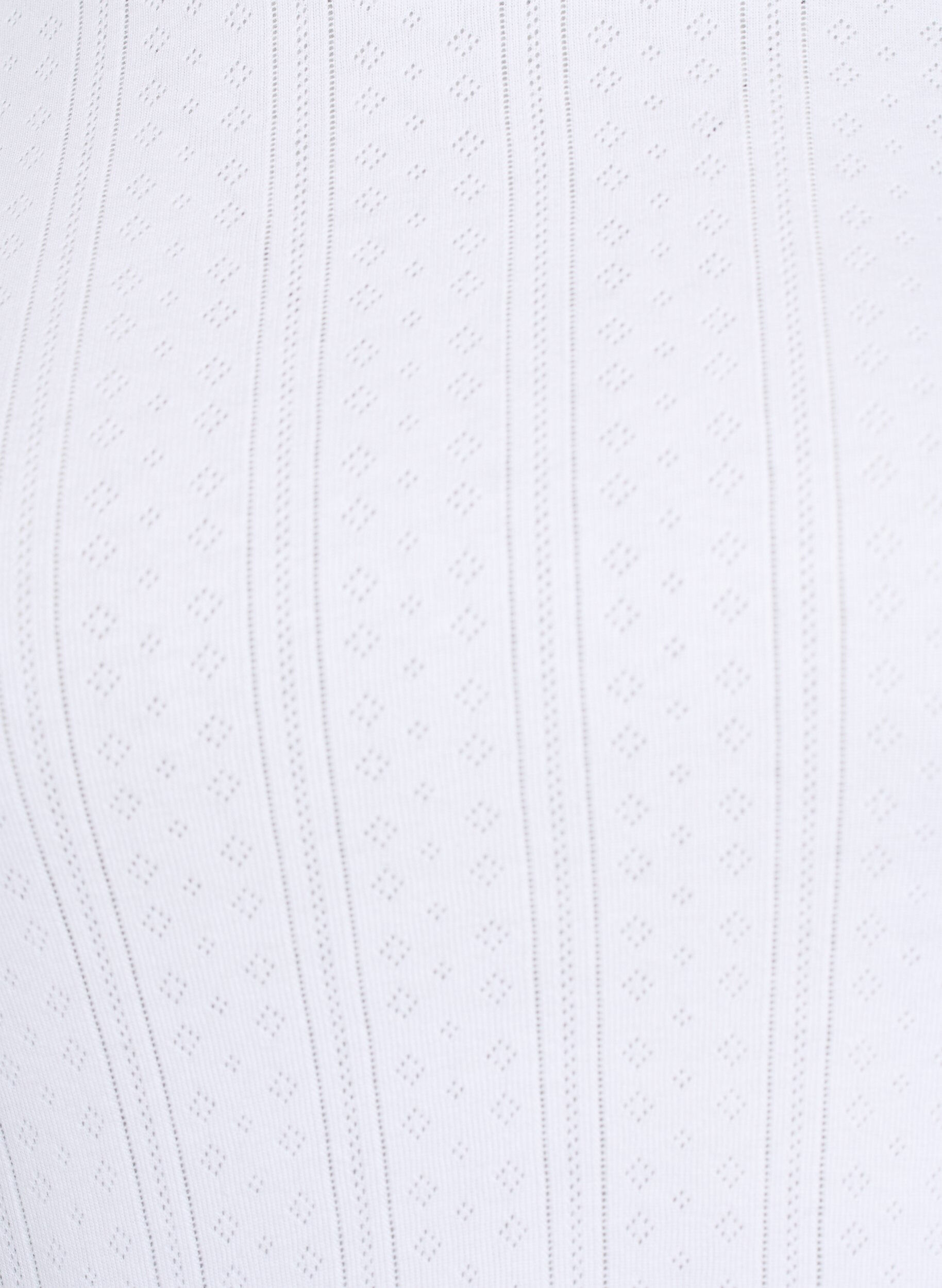 Zizzi T-shirt i bomuld med hulm&oslash;nster, Hvid, Packshot image number 2