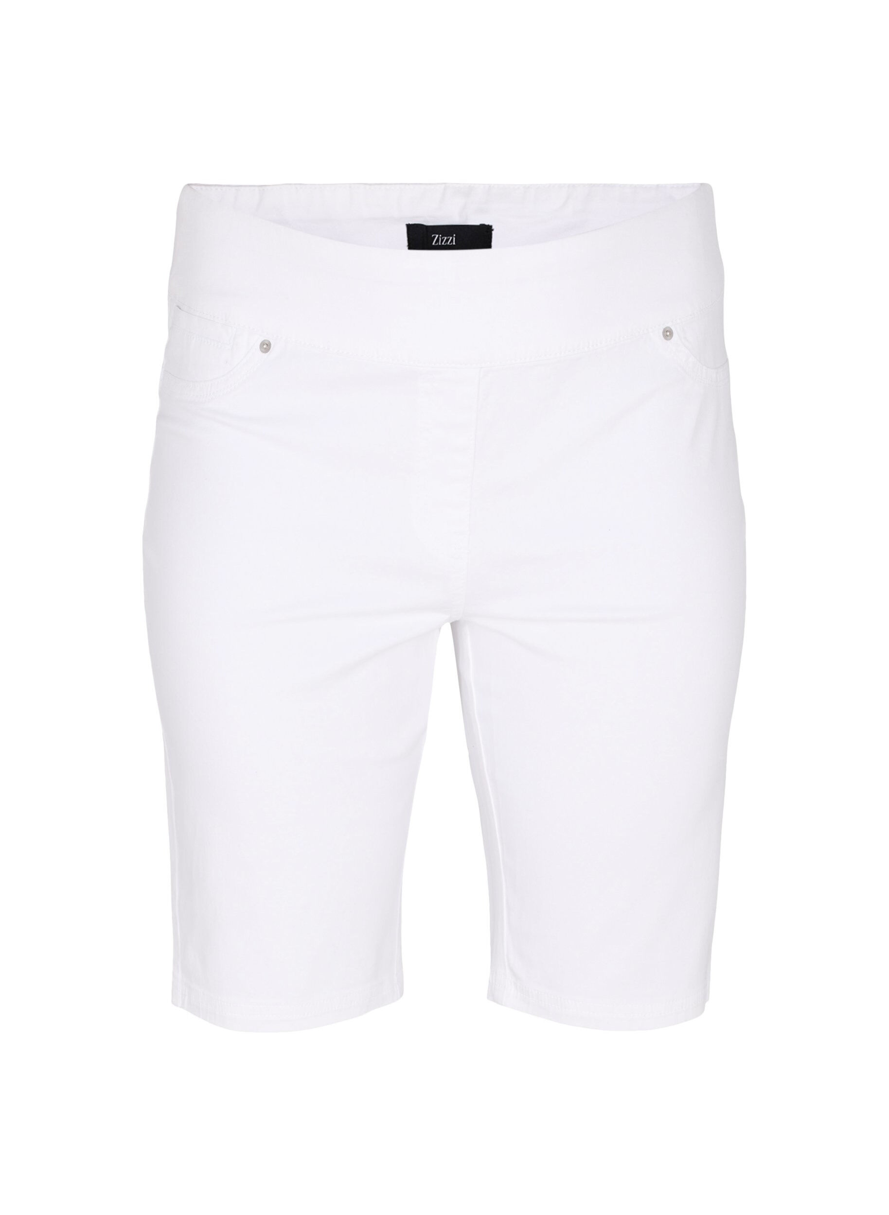 Zizzi T&aelig;tsiddende shorts med baglommer, White, Packshot image number 0