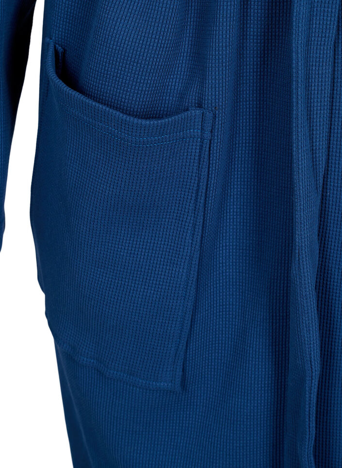 Morgenkåbe med lommer og bindebælte, Blue Opal, Packshot image number 2