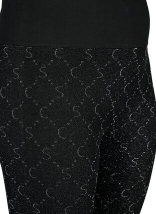 Seamless leggings med sølvfarvet mønster, Black, Packshot image number 2