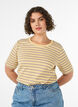Stribet t-shirt med ribstruktur, Gul, Model image number 0