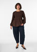 Bluse med smock og lange &aelig;rmer, Brun, Model image number 1