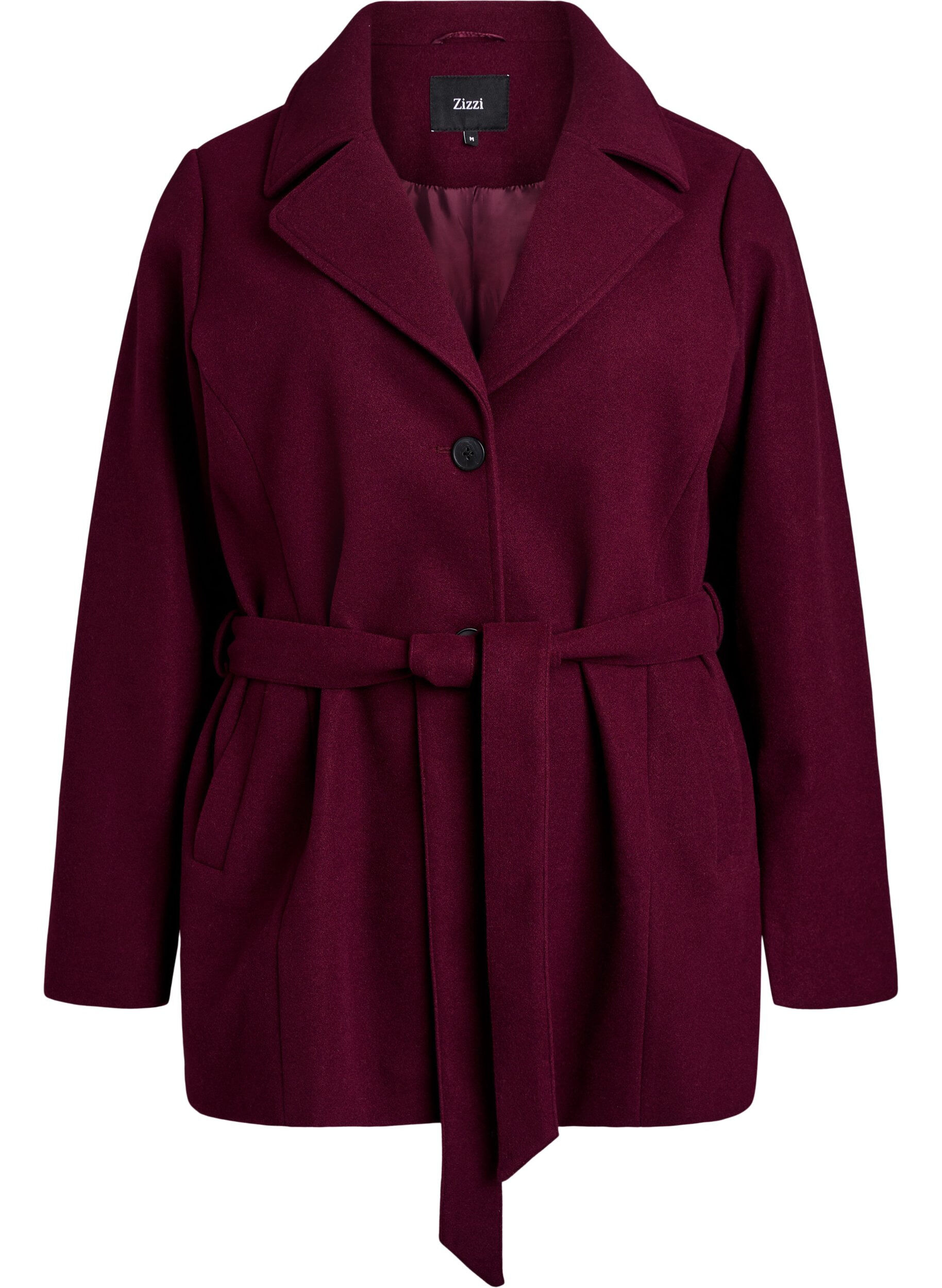 Kort frakke med b&aelig;lte