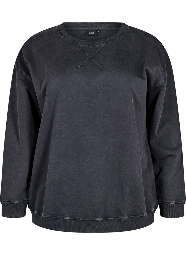L&oslash;s sweatshirt med washed look, Gr&aring;, Packshot image number 0