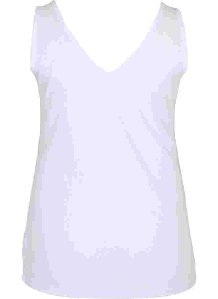Basis top i rib med v-udskæring, Bright White, Packshot image number 1