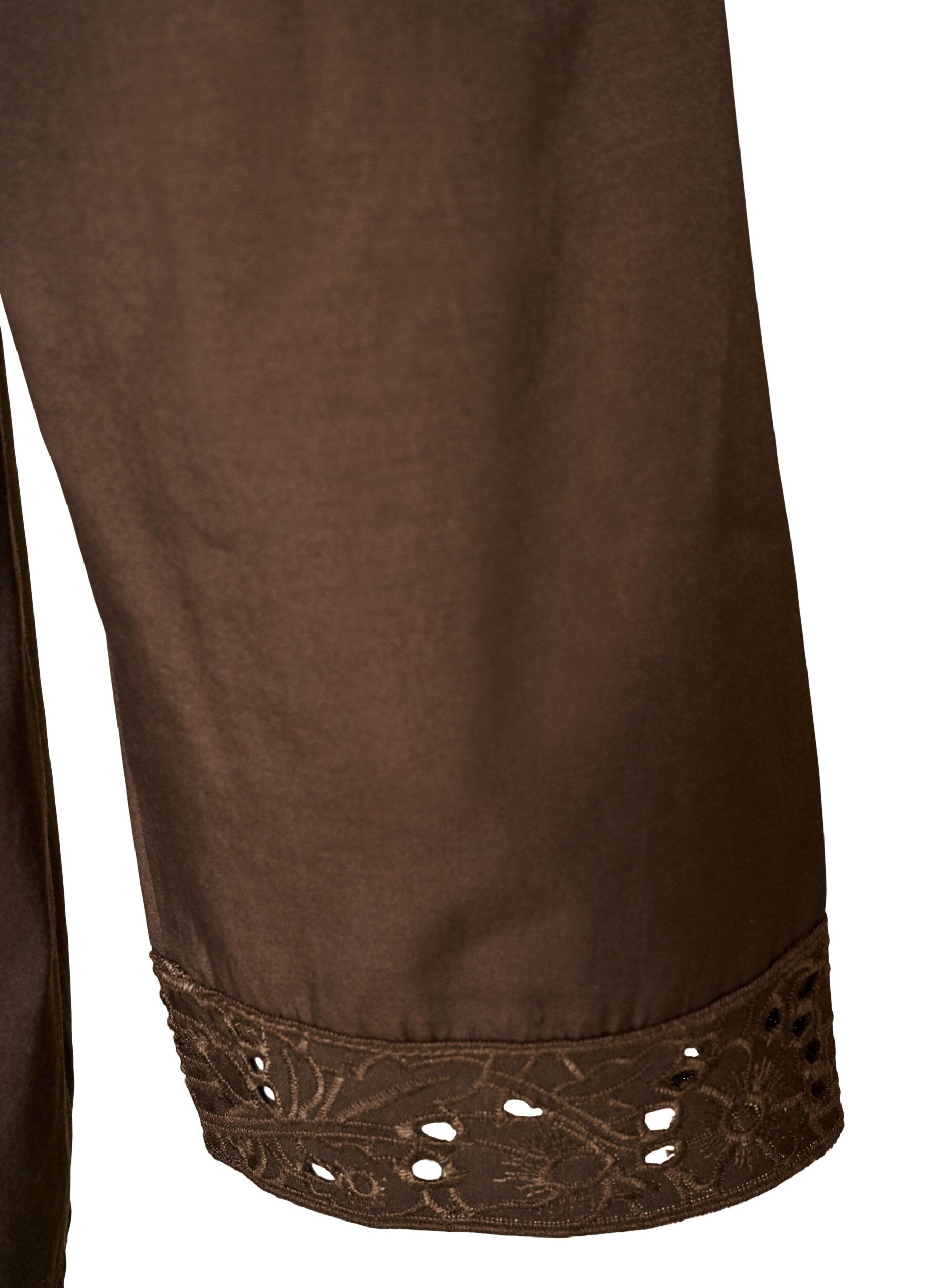 ZizziSkjortebluse med broderie anglaise, Brun, Packshot image number 3