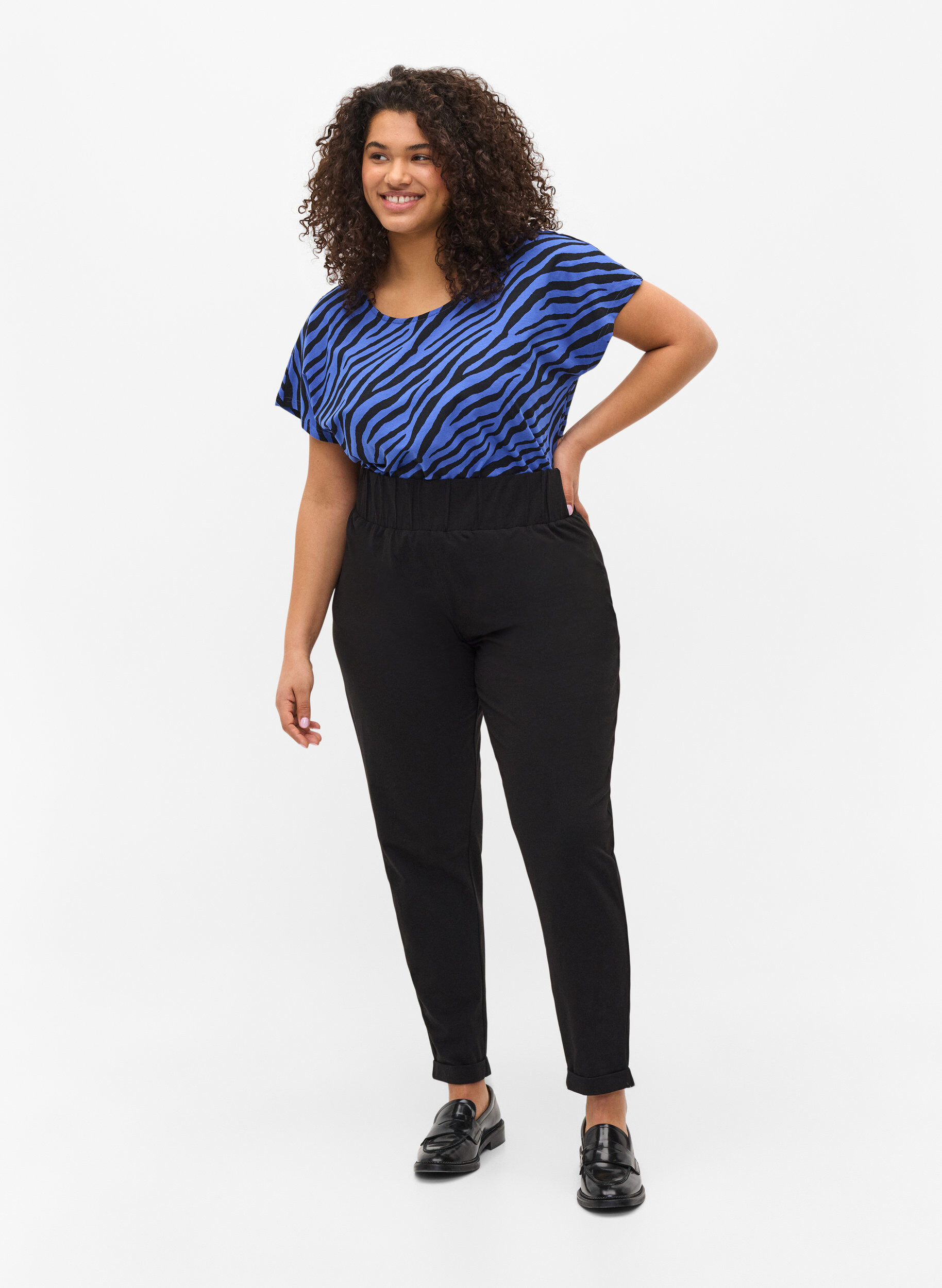 Zizzi Bukser i bomuld, Sort, Model image number 1