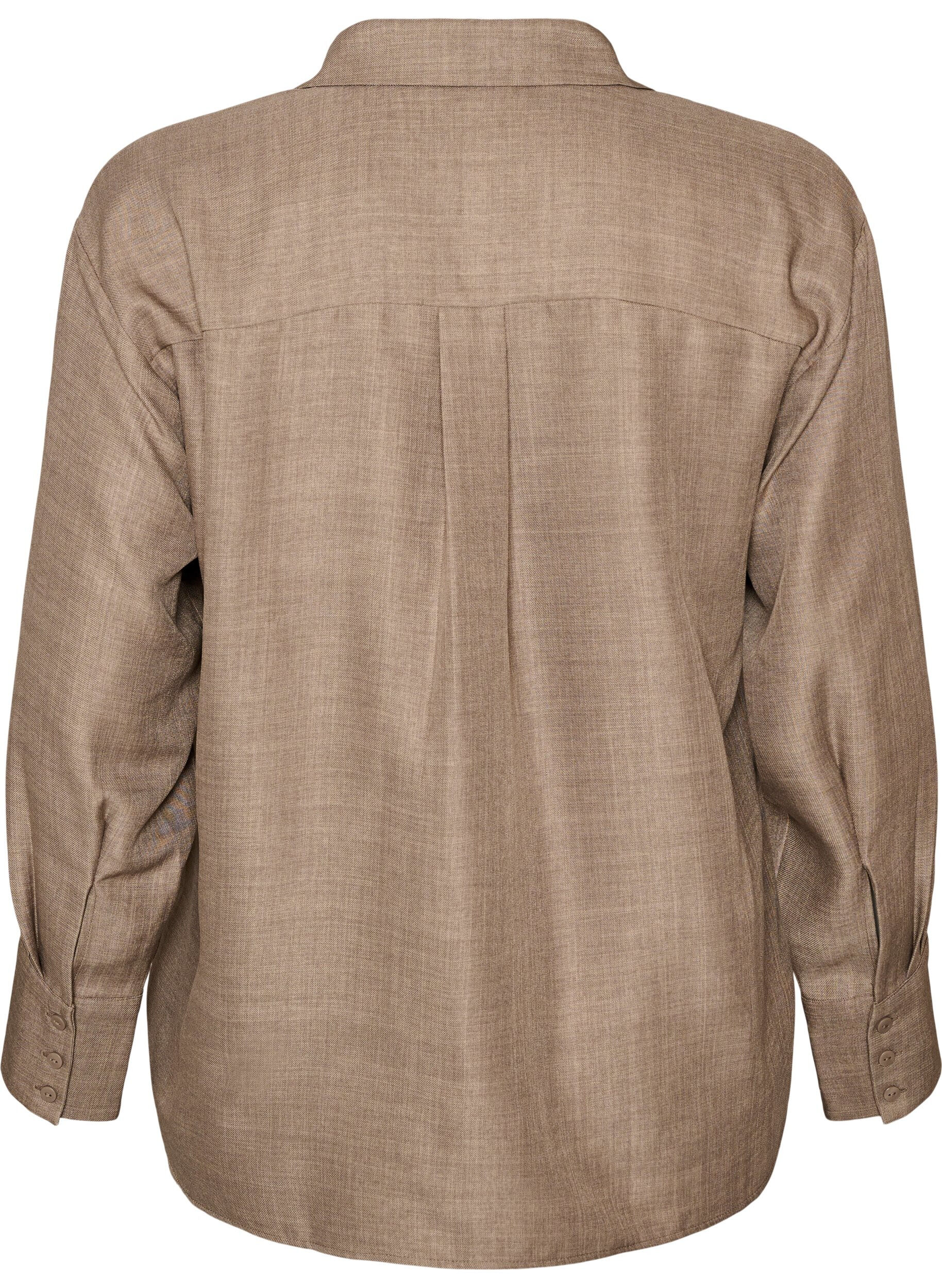 ZizziL&oslash;s skjorte med V-udsk&aelig;ring, Brun, Packshot image number 1