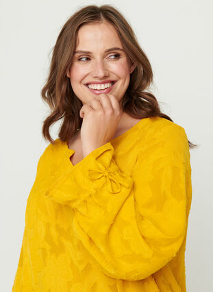 Løs tunika med v-udskæring, Golden Yellow, Packshot image number 2