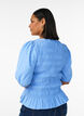 Smockbluse med fl&aelig;sekant og b&aring;dhals, Bl&aring;, Model image number 2