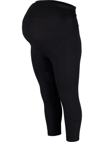 Graviditets leggings med 3/4 længde, Black, Packshot image number 0