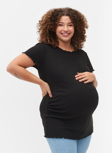 Graviditets t-shirt i rib, Black, Model image number 0