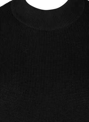 Kortærmet strik poncho med høj hals, Black, Packshot image number 2