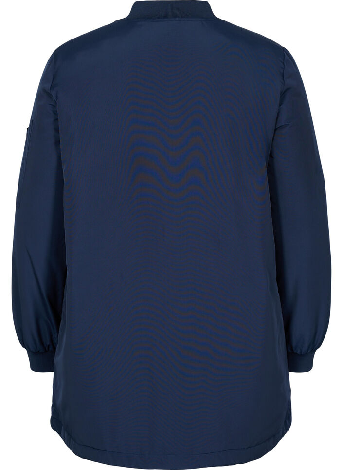 Lang bomberjakke med lommer, Navy Blazer, Packshot image number 1